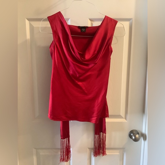 Moda International Tops - Moda International Red Pure Silk Cowl Neck Top